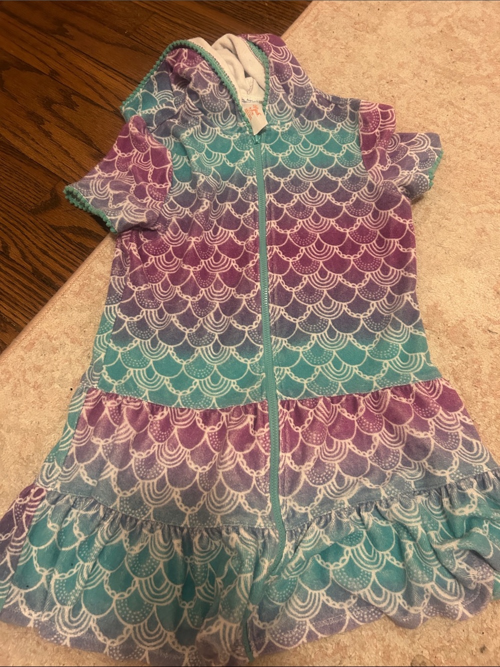 Cat & Jack Girls Hooded Mermaid Coverup - Teal, Purple, Blue